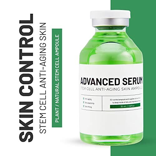 Green bottle of advanced stem cell anti-aging serum