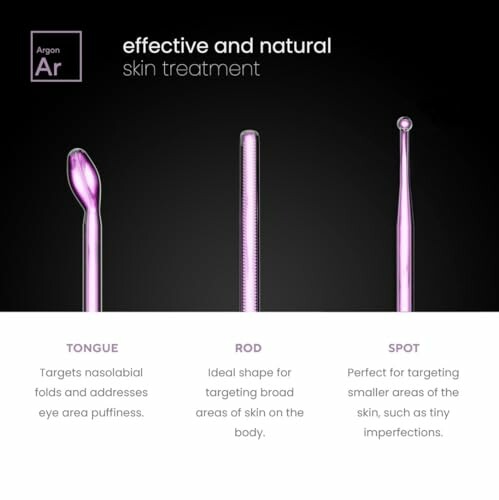 Argon skin treatment tools: tongue, rod, and spot shapes for targeted skincare.