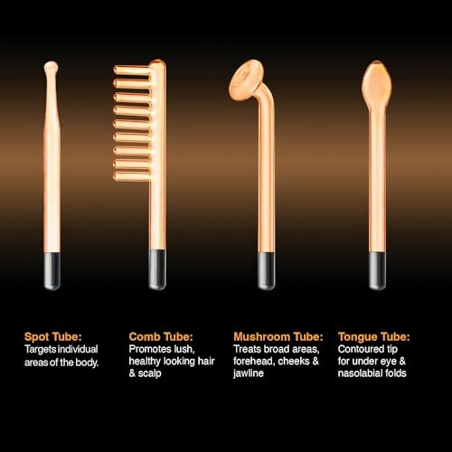 Various beauty treatment tubes including spot, comb, mushroom, and tongue tubes.