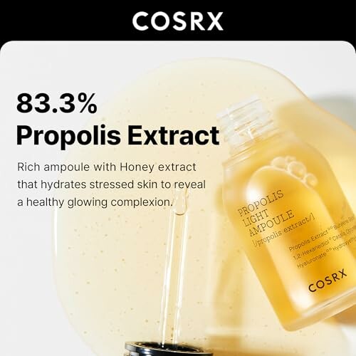 COSRX Propolis Light Ampoule with dropper on a light background