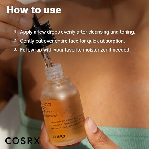 Instructions for using COSRX Propolis Ampoule.