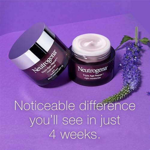 Neutrogena Triple Age Repair Night Cream with Vitamin C on a purple background