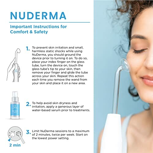 NuDerma device safety instructions and usage tips.